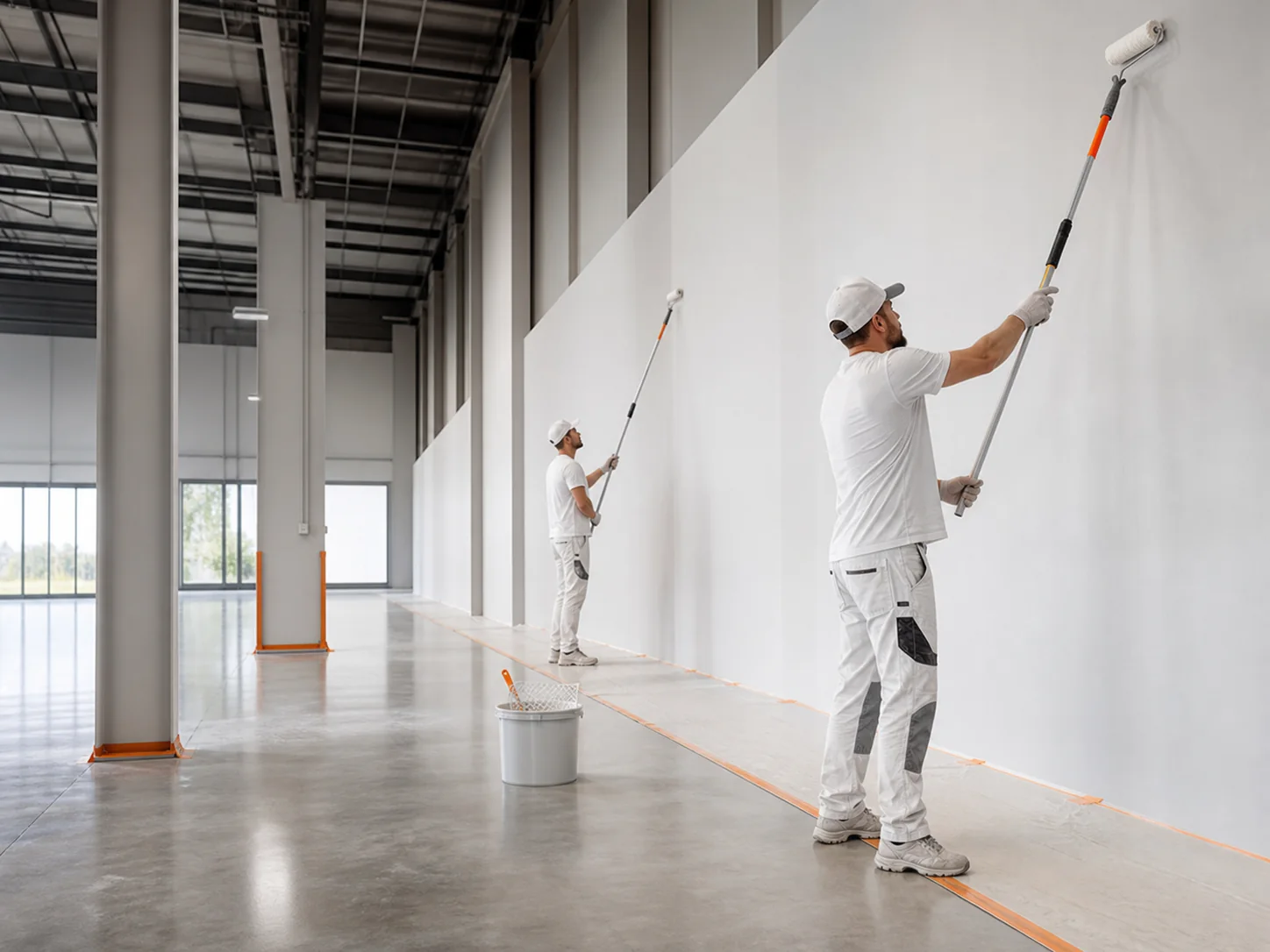 Painter working on a commercial interior
