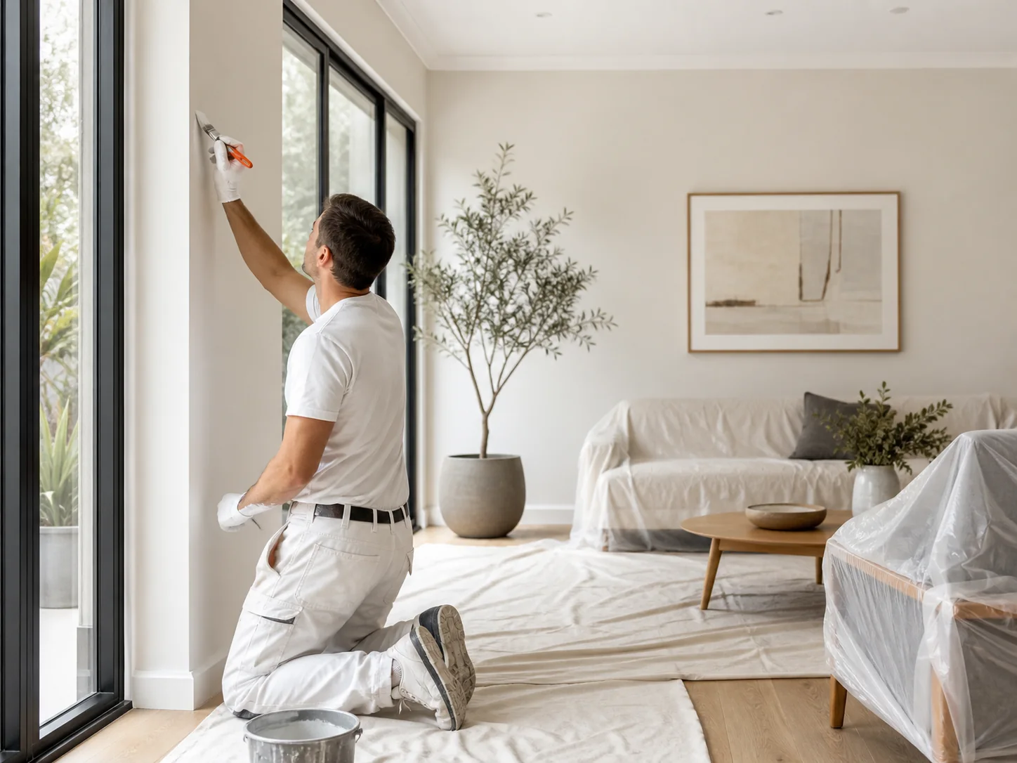 Freshly painted residential living space